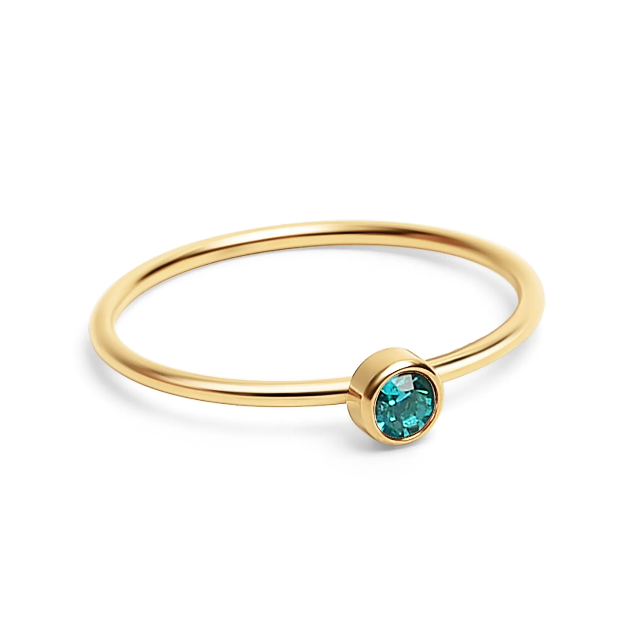 18k Gold PVD Coated Stainless Steel Birthstone Stacking Ring / ZRJ1001