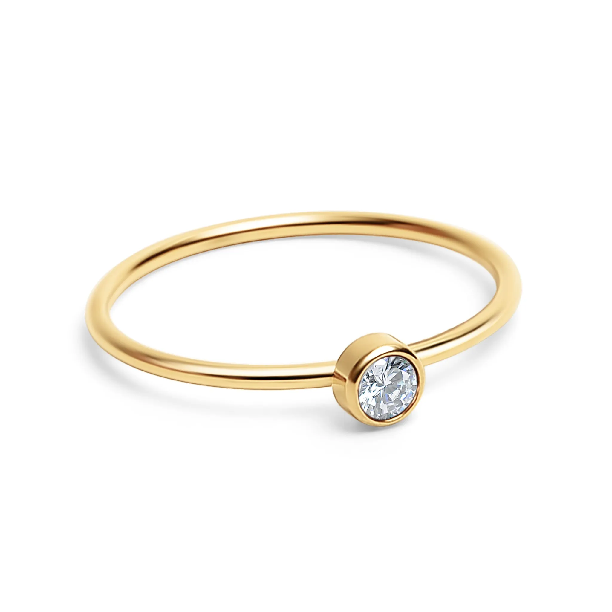 18k Gold PVD Coated Stainless Steel Birthstone Stacking Ring / ZRJ1001