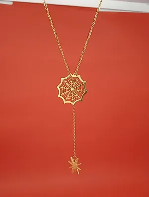 18k Gold Spider Necklace | Spider Charm Pendant | Halloween Necklace