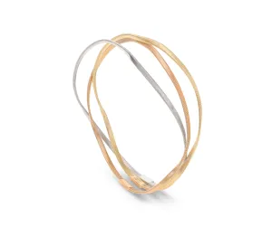 18K Tri Color Gold Marrakech 3-Strand Bangle