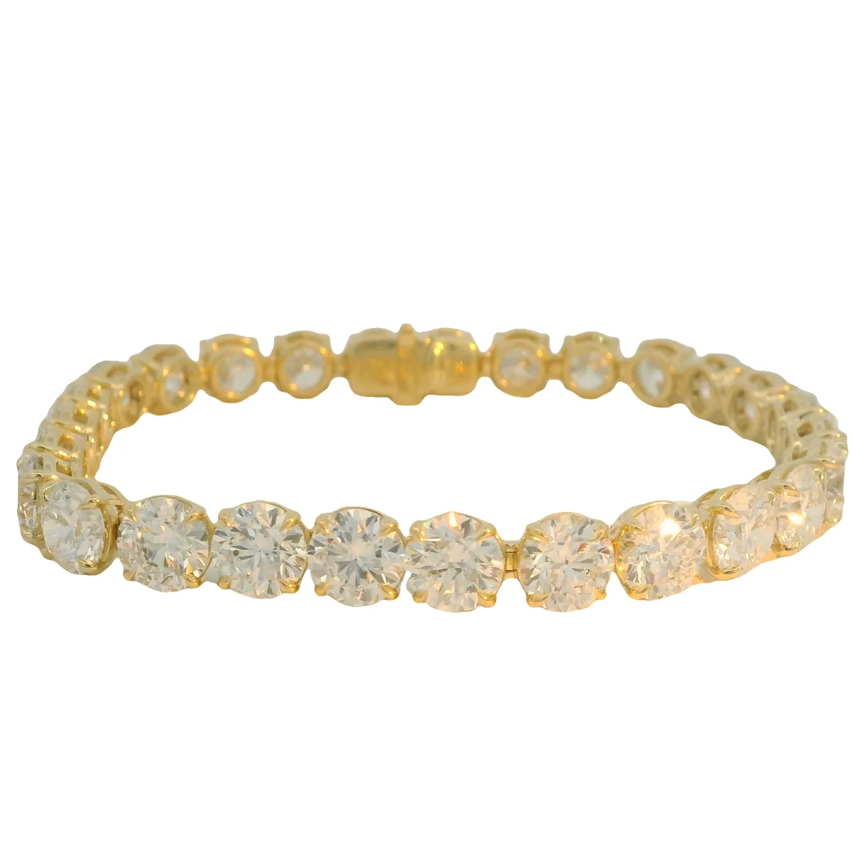 18K Yellow Natural Diamond Tennis Bracelet