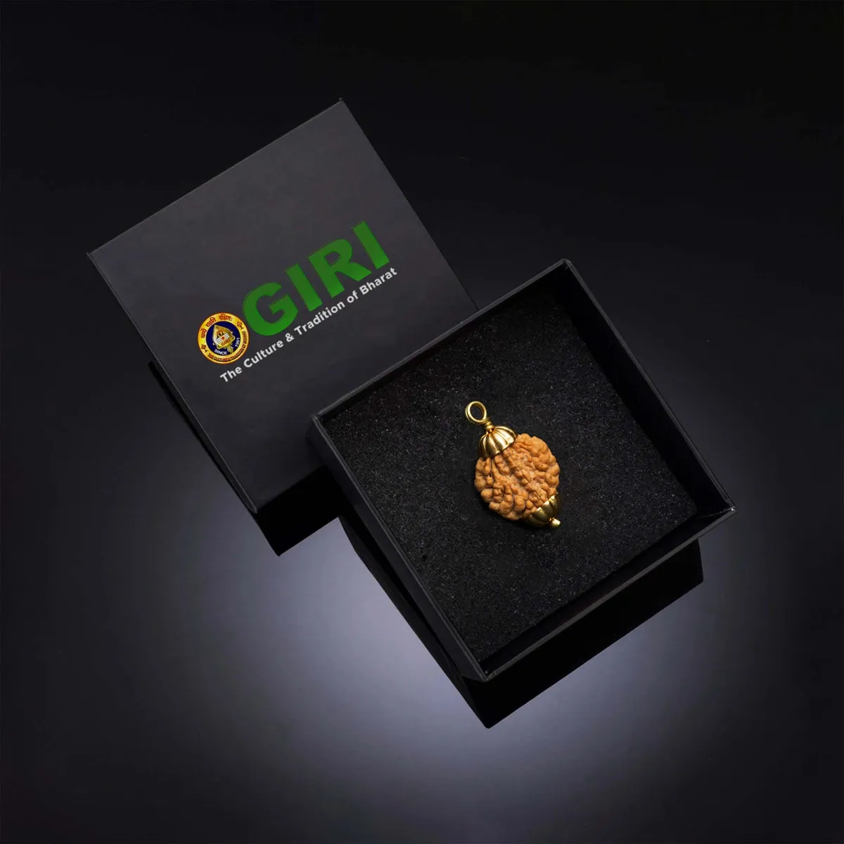 2 Face Rudraksha Bead Pendant | South Rudraksha Bead/ Golden Cup Rudraksha Locket for Men & Women