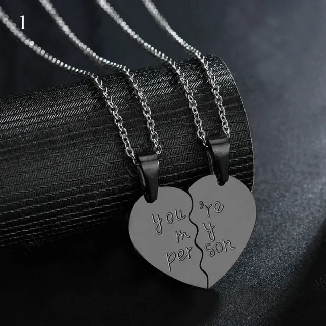 2 Piece Set Fashion Best Friend Couple Pendant Necklace Broken Heart Women Men Gift Friendship Jewelry Korea Key Locket Necklace