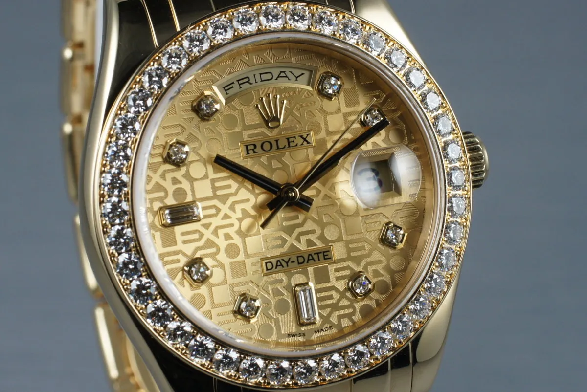 2005 Rolex YG Masterpiece Day-Date 18948 Jubilee Diamond Dial and Box