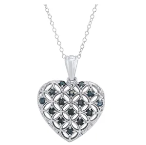 3D Flower of Life Heart Pendant Gemstone Necklace Love Pendulum Healing Reiki Pendant Chain Sacred Geometry Kabbalah Jewelry 925 Sterling Silver 20in.