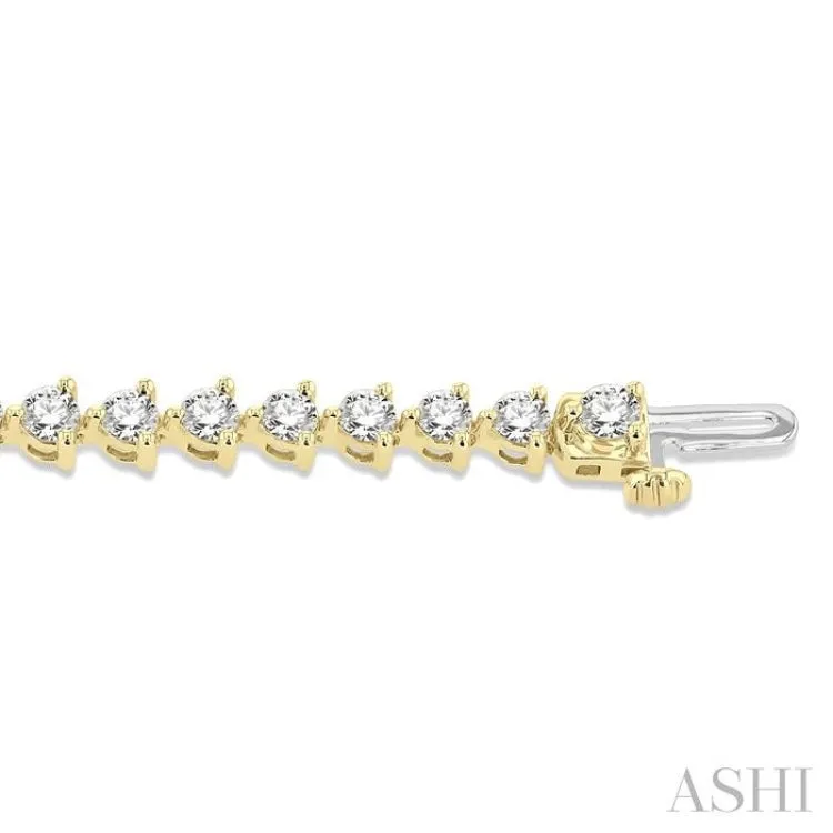 4.00CT RDDM 3 Prong Tennis Bracelet YG 14K-G*