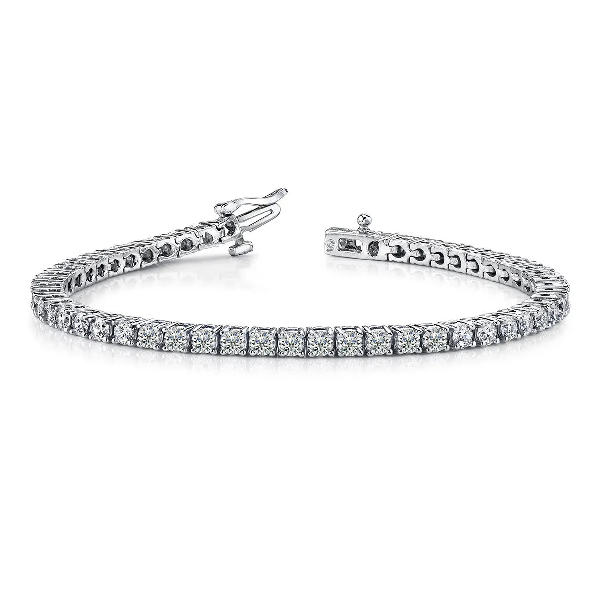 5 Carat Round 14K White Gold 4 Prong Diamond Tennis Bracelet (Classic Quality)