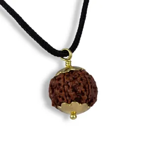 5 Face Rudraksha Pendant | Nepali Rudraksha Bead Pendant/ Rudraksh Locket with Golden Cup for Men & Women