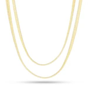 5mm 14K Gold Thick Herringbone Choker Set