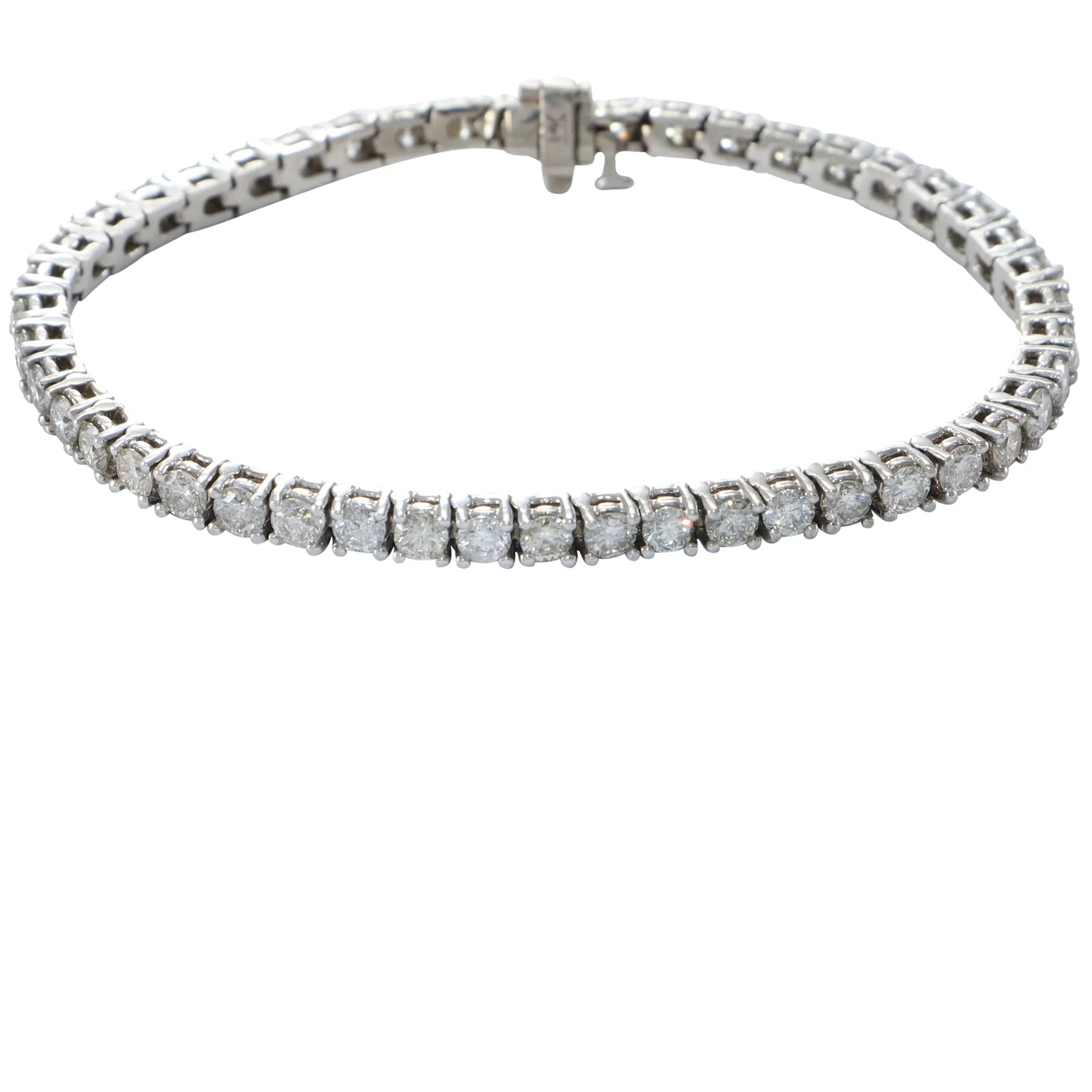 7.10CTW Diamond Tennis Bracelet 14k White Gold Classic 4 Prong 4mm Wide 7.00"