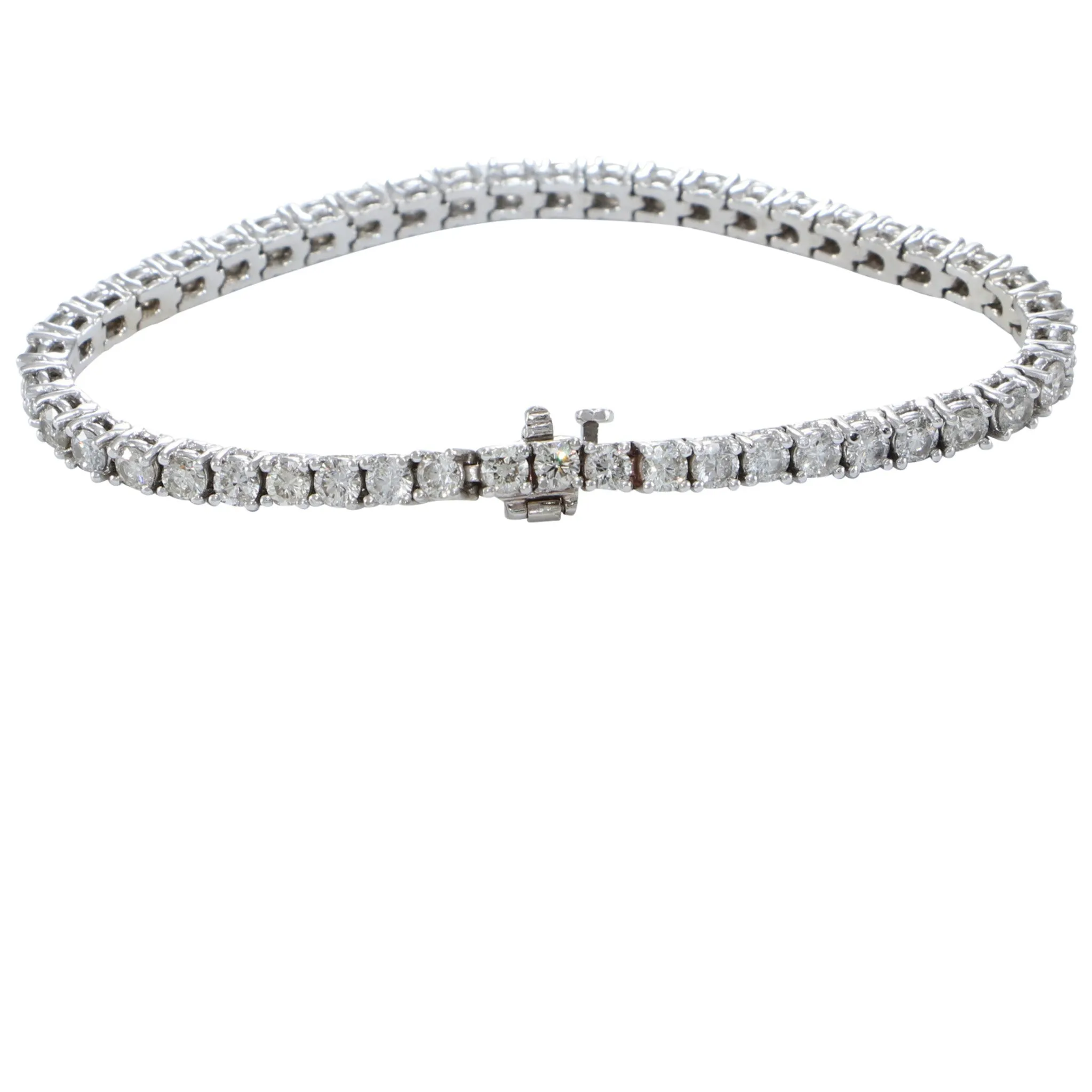 7.10CTW Diamond Tennis Bracelet 14k White Gold Classic 4 Prong 4mm Wide 7.00"