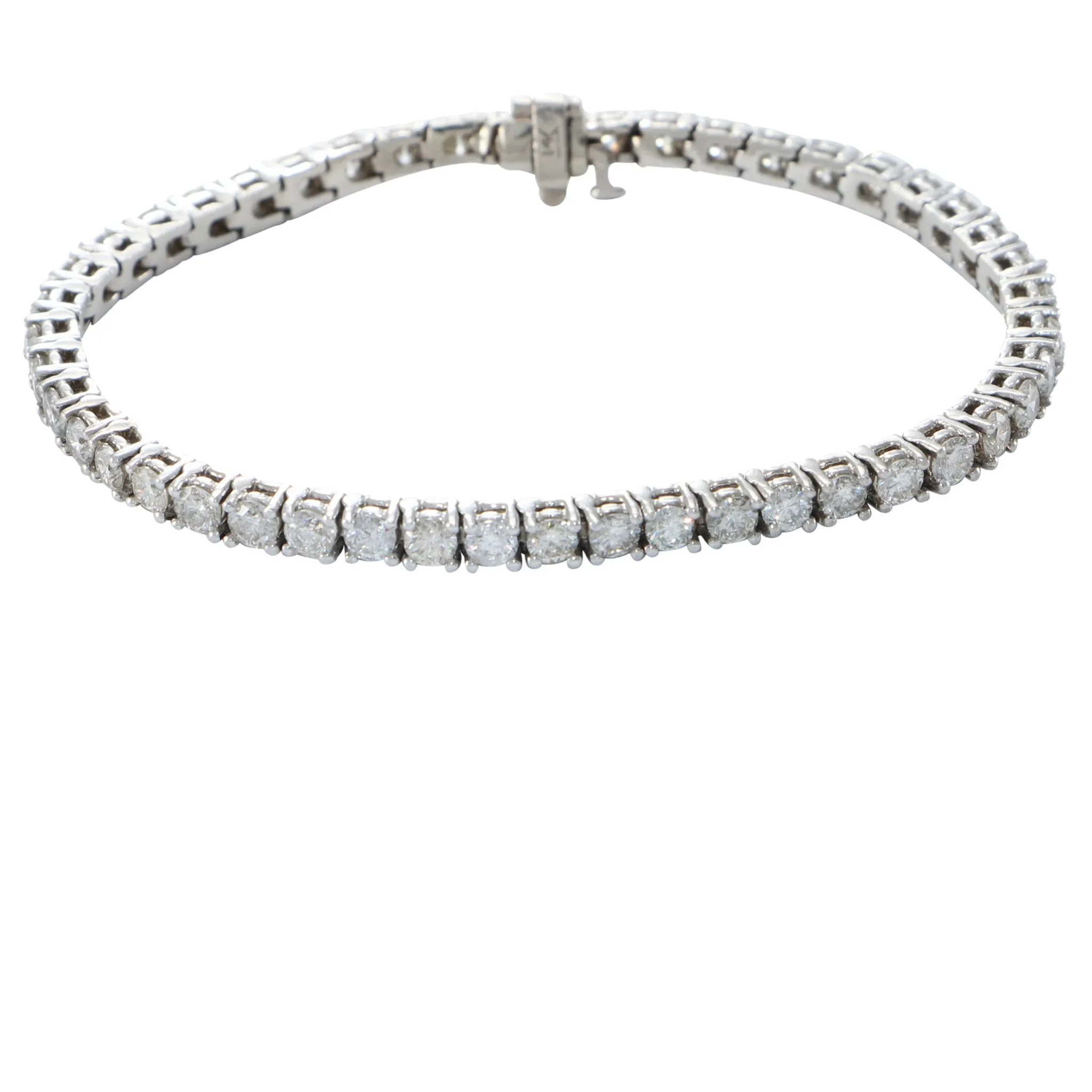 7.10CTW Diamond Tennis Bracelet 14k White Gold Classic 4 Prong 4mm Wide 7.00"