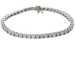 7.10CTW Diamond Tennis Bracelet 14k White Gold Classic 4 Prong 4mm Wide 7.00"