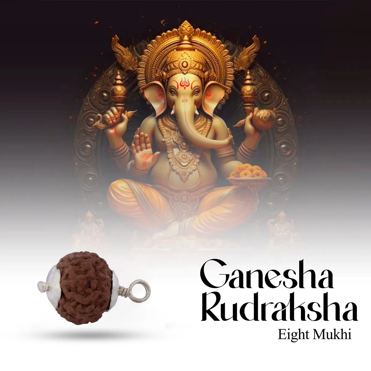 8 Face Rudraksha Pendant | Silver Cup Rudraksha Pendant/ Java Rudraksh Locket for Men & Women