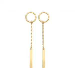 9ct Yellow Gold Circle and Bar Drop Earrings ES1649