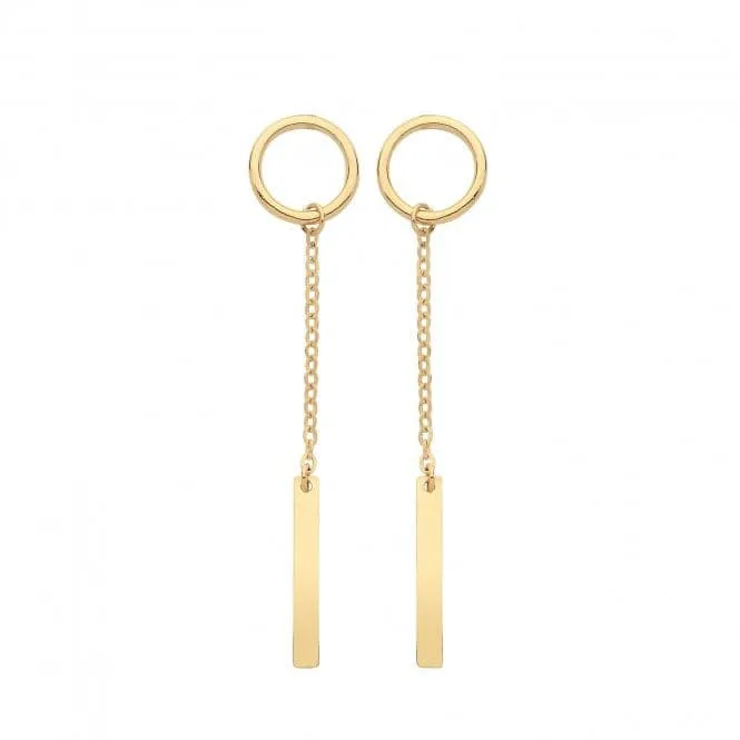 9ct Yellow Gold Circle and Bar Drop Earrings ES1649