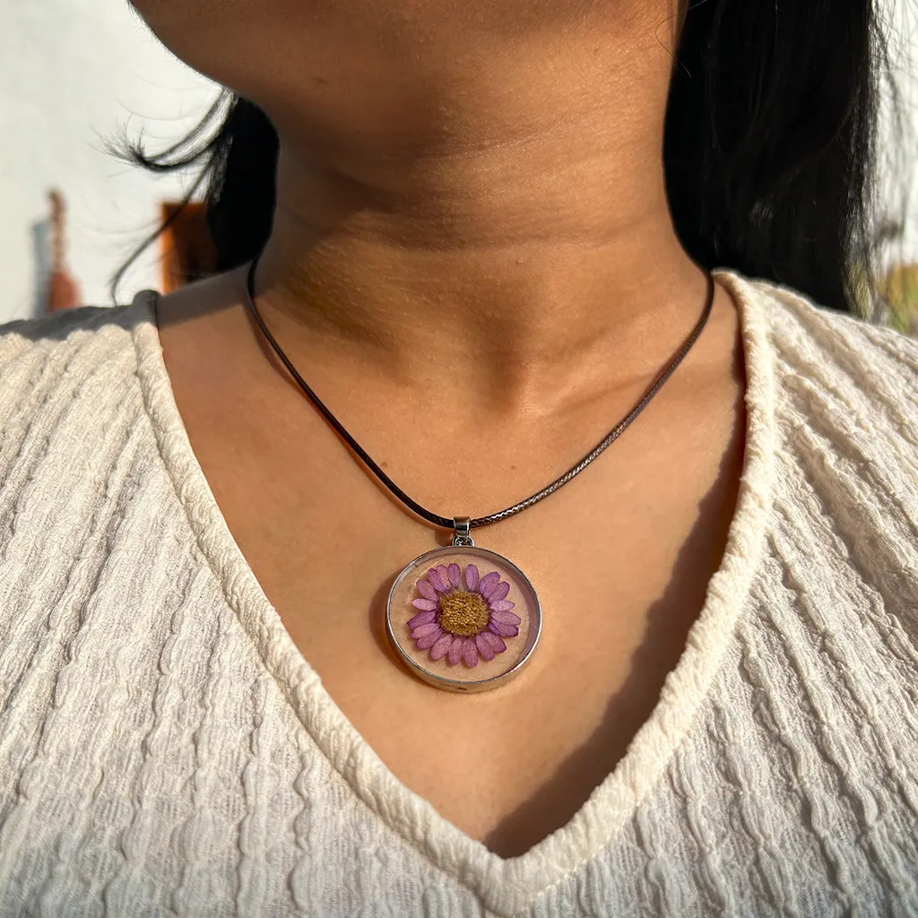 Amethyst Allure Real Dried Flower Necklace