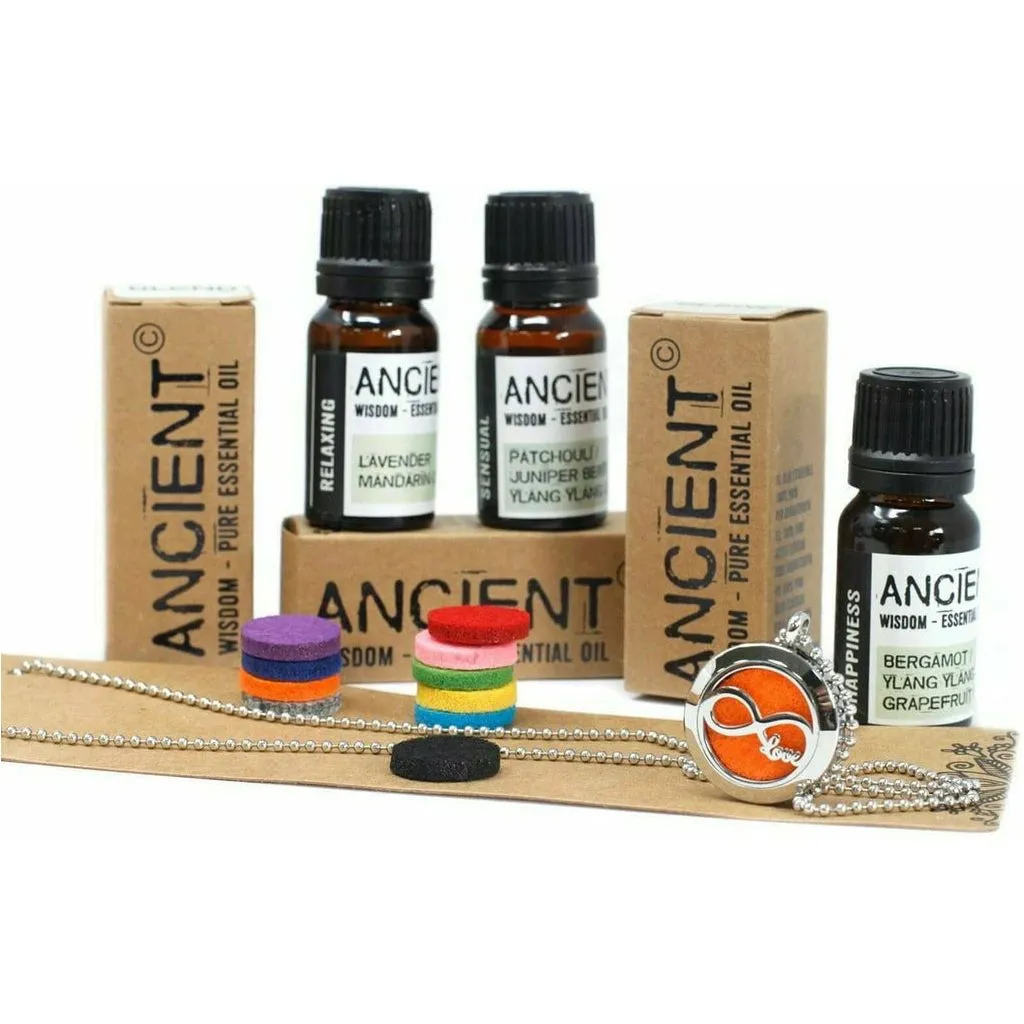 Ancient Wisdom - Infinity Love Aromatherapy Necklace & Oils Gift Set