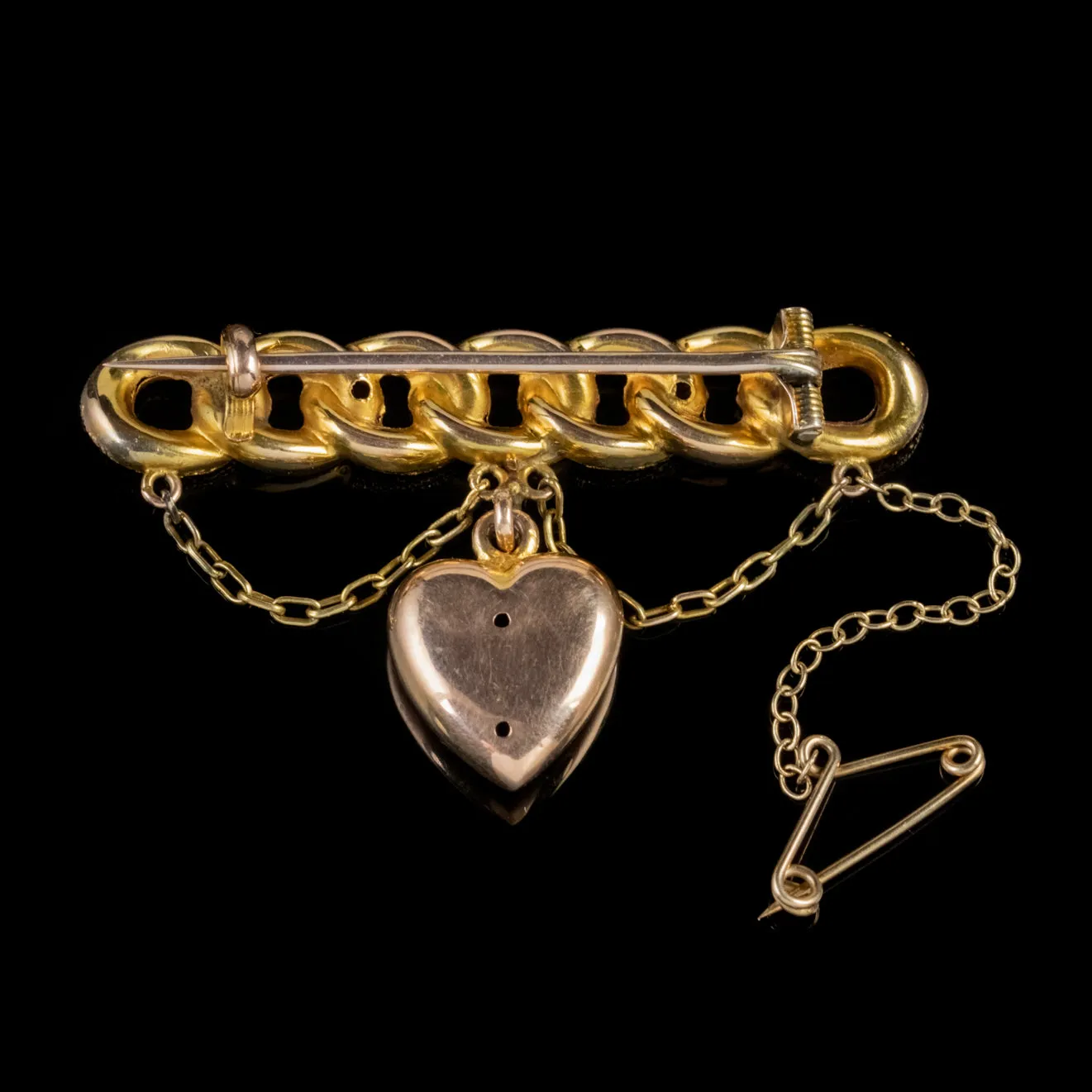 Antique Edwardian Suffragette Heart Brooch 15Ct Gold Circa 1910