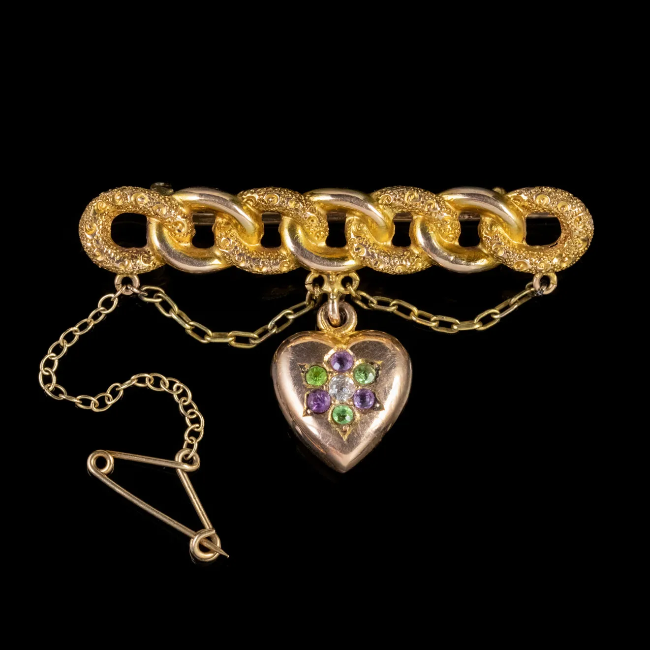 Antique Edwardian Suffragette Heart Brooch 15Ct Gold Circa 1910