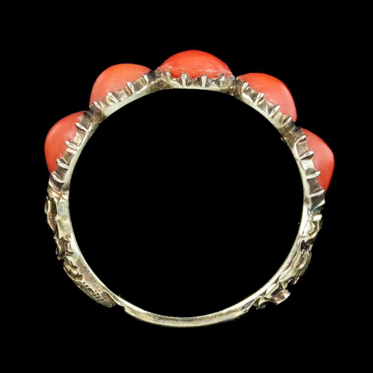 Antique Georgian Coral Five Stone Ring