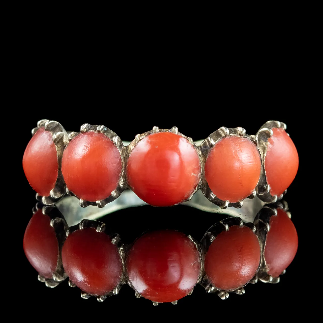 Antique Georgian Coral Five Stone Ring