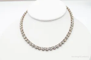 Antique Rhinestone Sterling Silver Necklace 14"