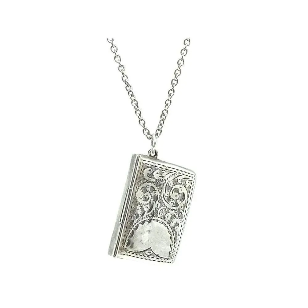 Antique Victorian Sterling Silver Stamp Case Charm Necklace