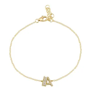 Baguette   Pave Initial Bracelet