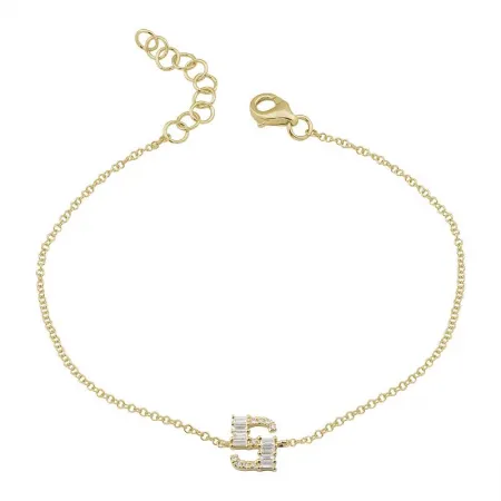 Baguette   Pave Initial Bracelet