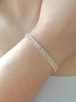 Baguette Tennis Bracelet in Gold, Cz Tennis Bracelet, Emerald Cut CZ Tennis Bracelet, Unique Bracelet for Women, Everyday Bracelet in Silver