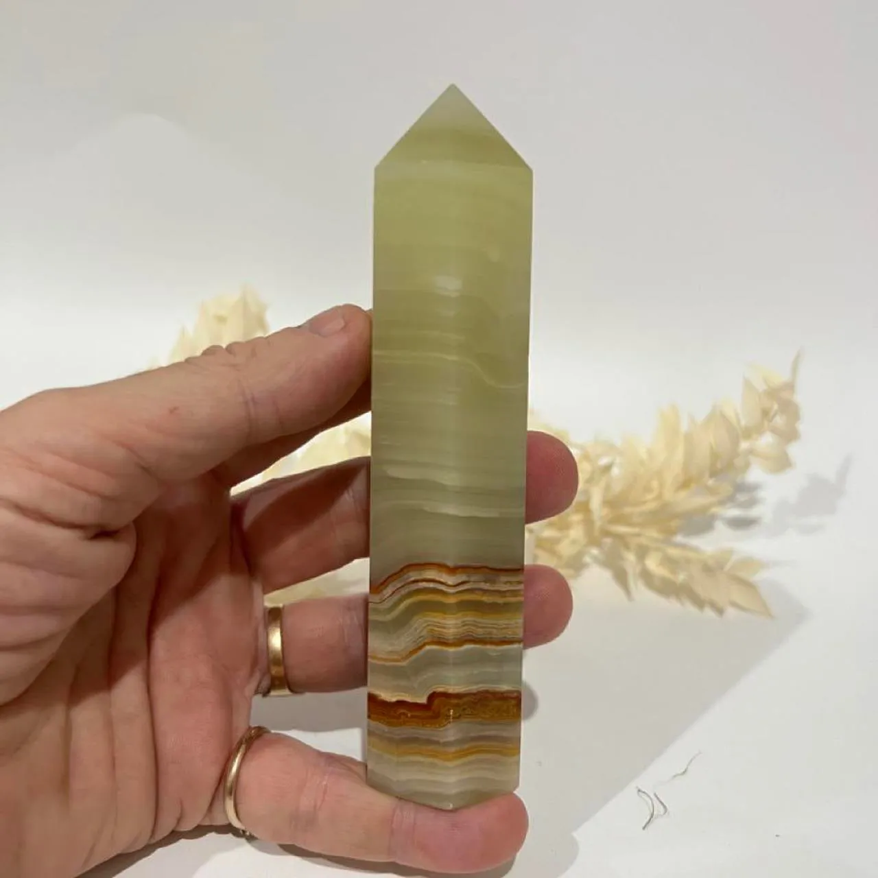 Banded Green Onyx Crystal Tower Point Generator