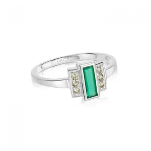 Beloved Green Onyx Baguette Sterling Silver Ring JR04_SLV