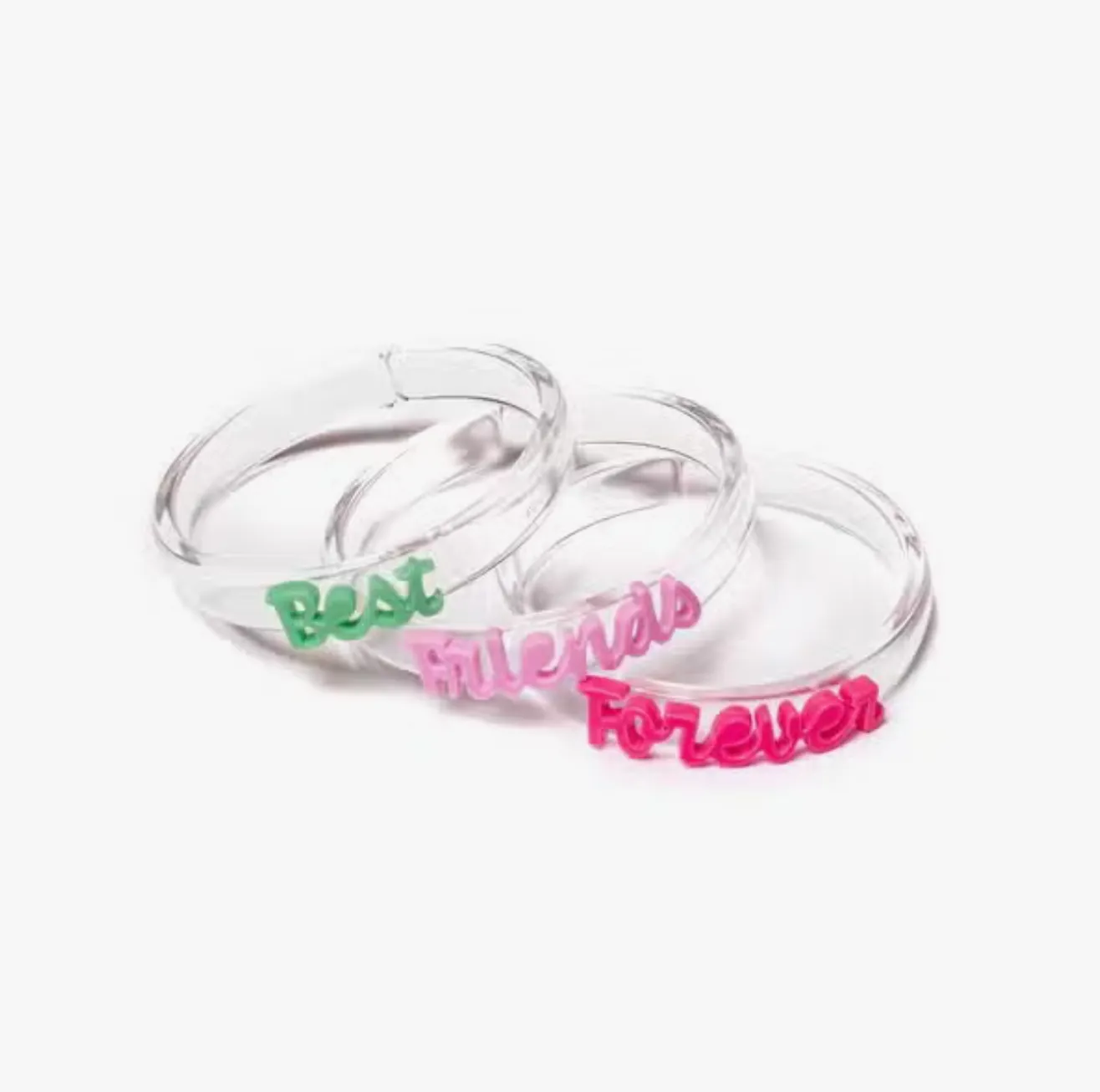 Best Friends Forever Green Pink Bangles (Set of 3) - Lilies and Roses