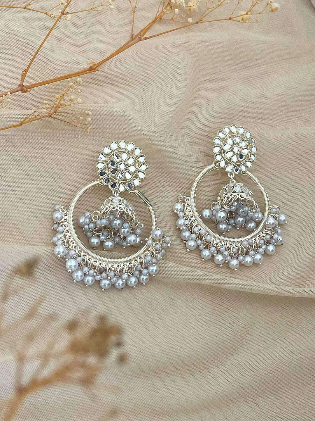 Big Pearl Kundan Chandbali Earring