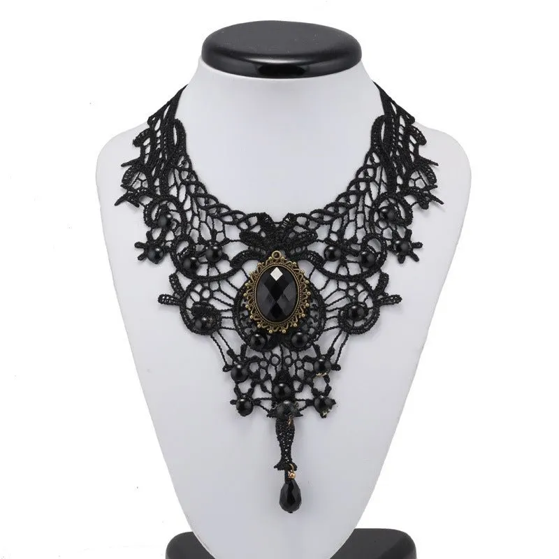 Black Lace Drop Choker