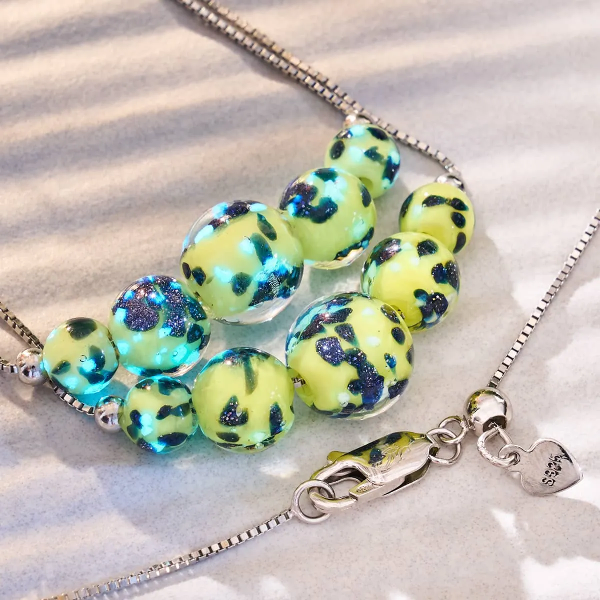 Blue Limoncello | .925 Sterling Silver | Firefly Glass Infinity Clasp Necklace