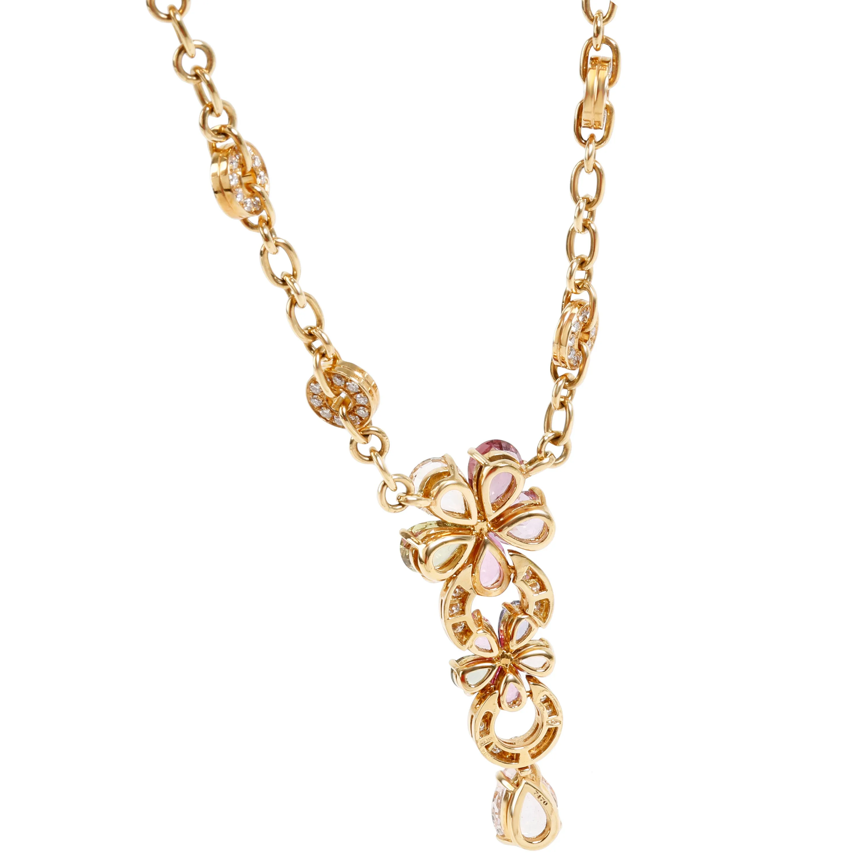 Bulgari Flora Sapphire & Diamond Necklace in 18KT Gold 2.24 CTW