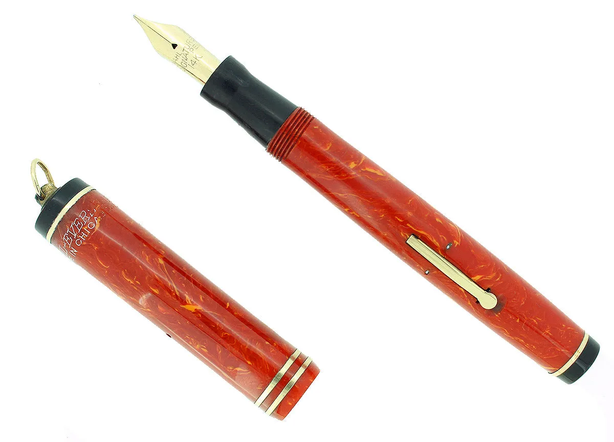 C1927 WAHL EVERSHARP CORAL RINGTOP FOUNTAIN PEN RESTORED BEAUTIFUL