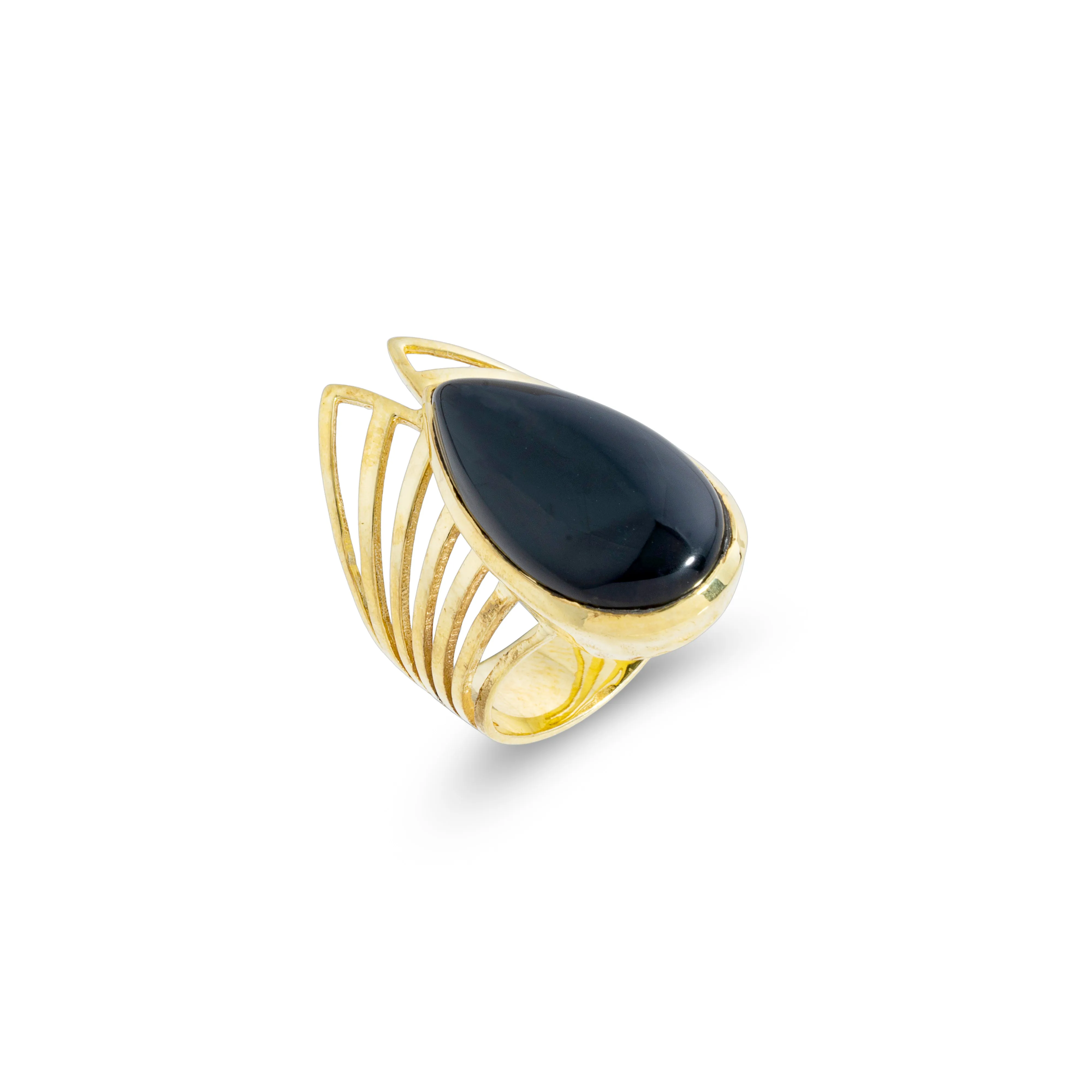 Cahira Black Onyx Ring, Gold Vermeil