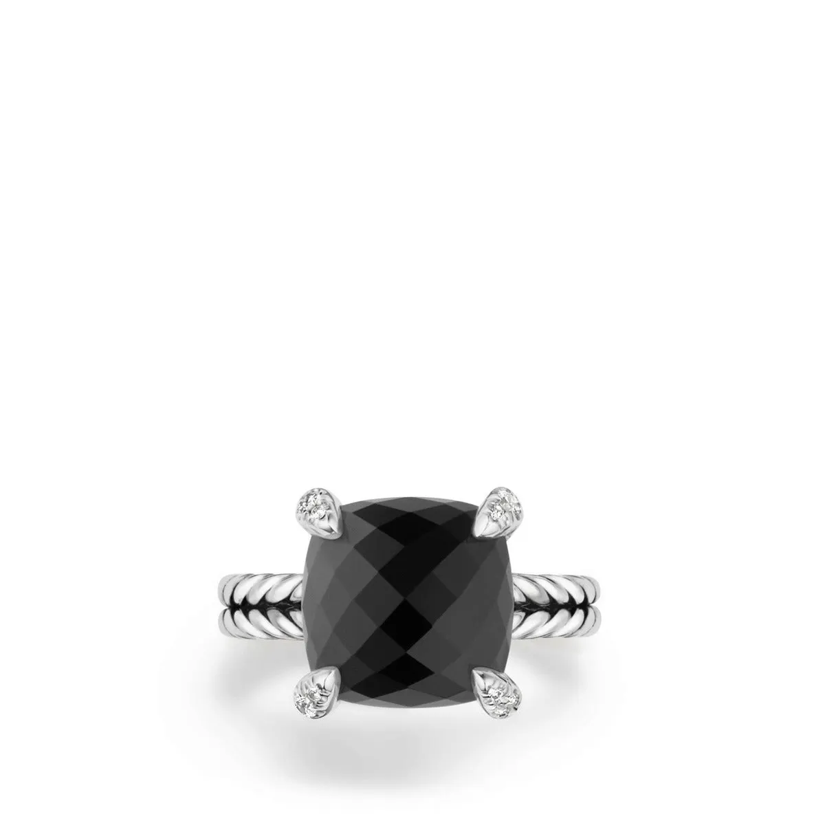 Chatelaine Ring with Black Onyx and Diamonds