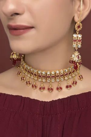 Choker Set Edition 01-OLJ-639-Golden And Ruby