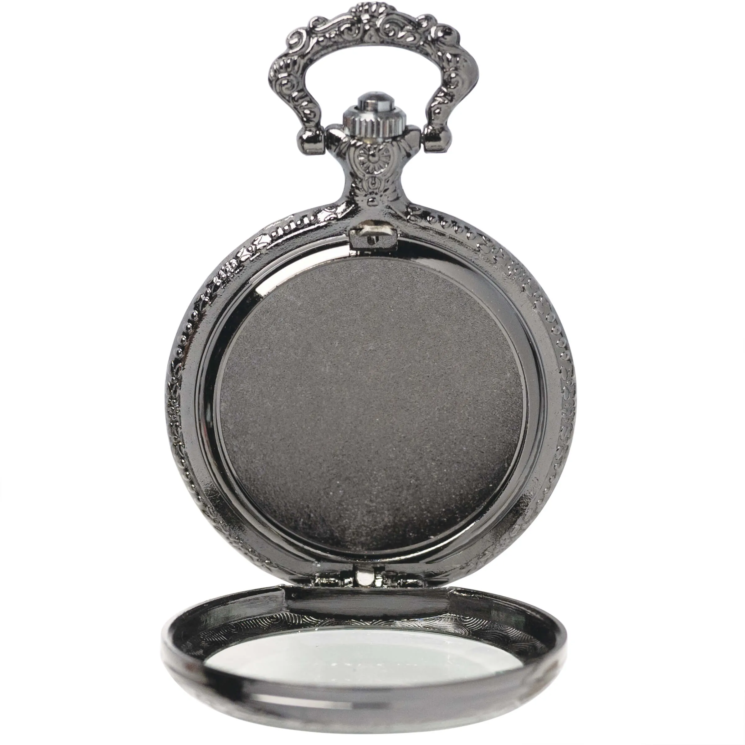 Clear Front Pocket Watch Case - Gun Metal Black