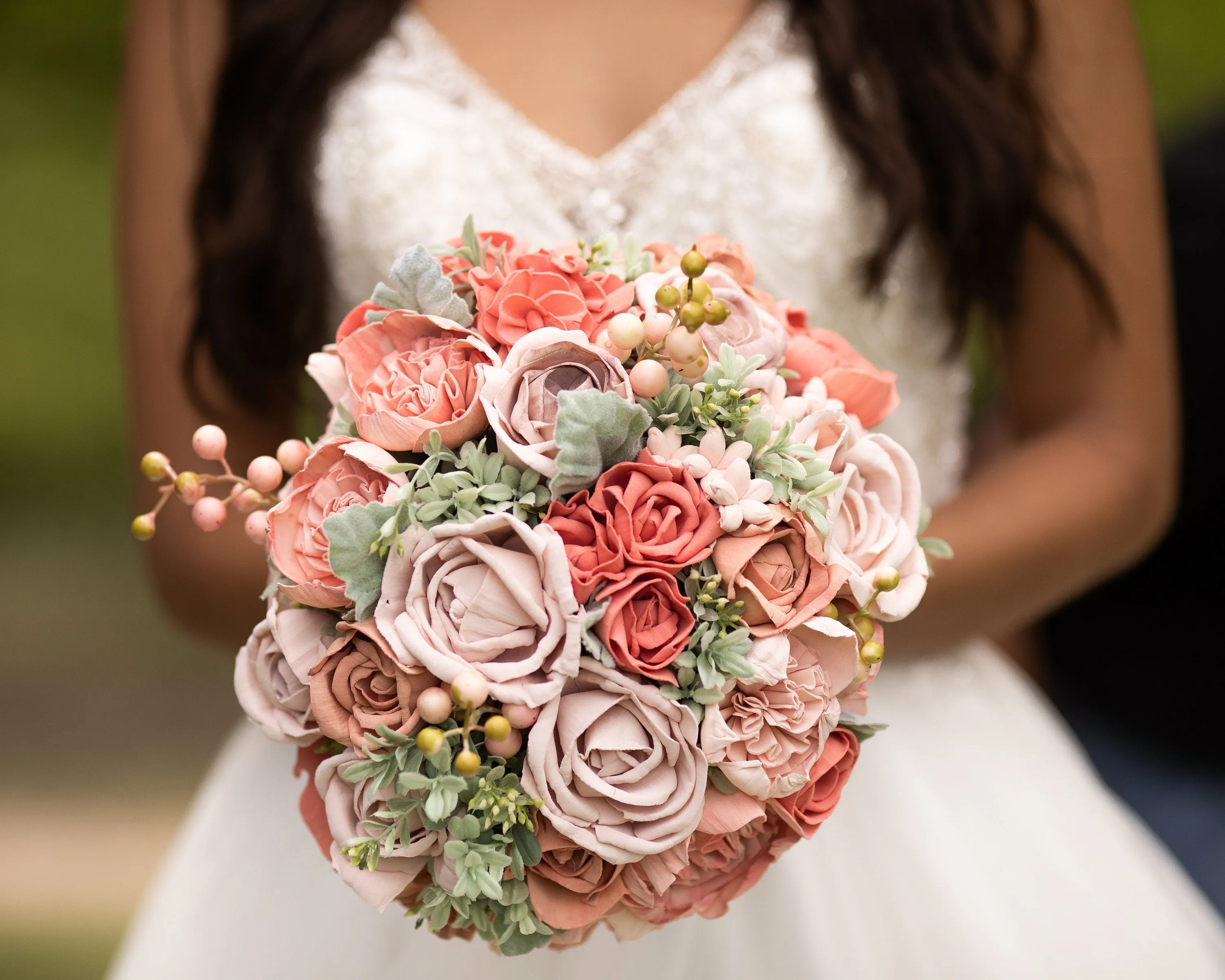 Coral Berry Sola Flower Bouquet