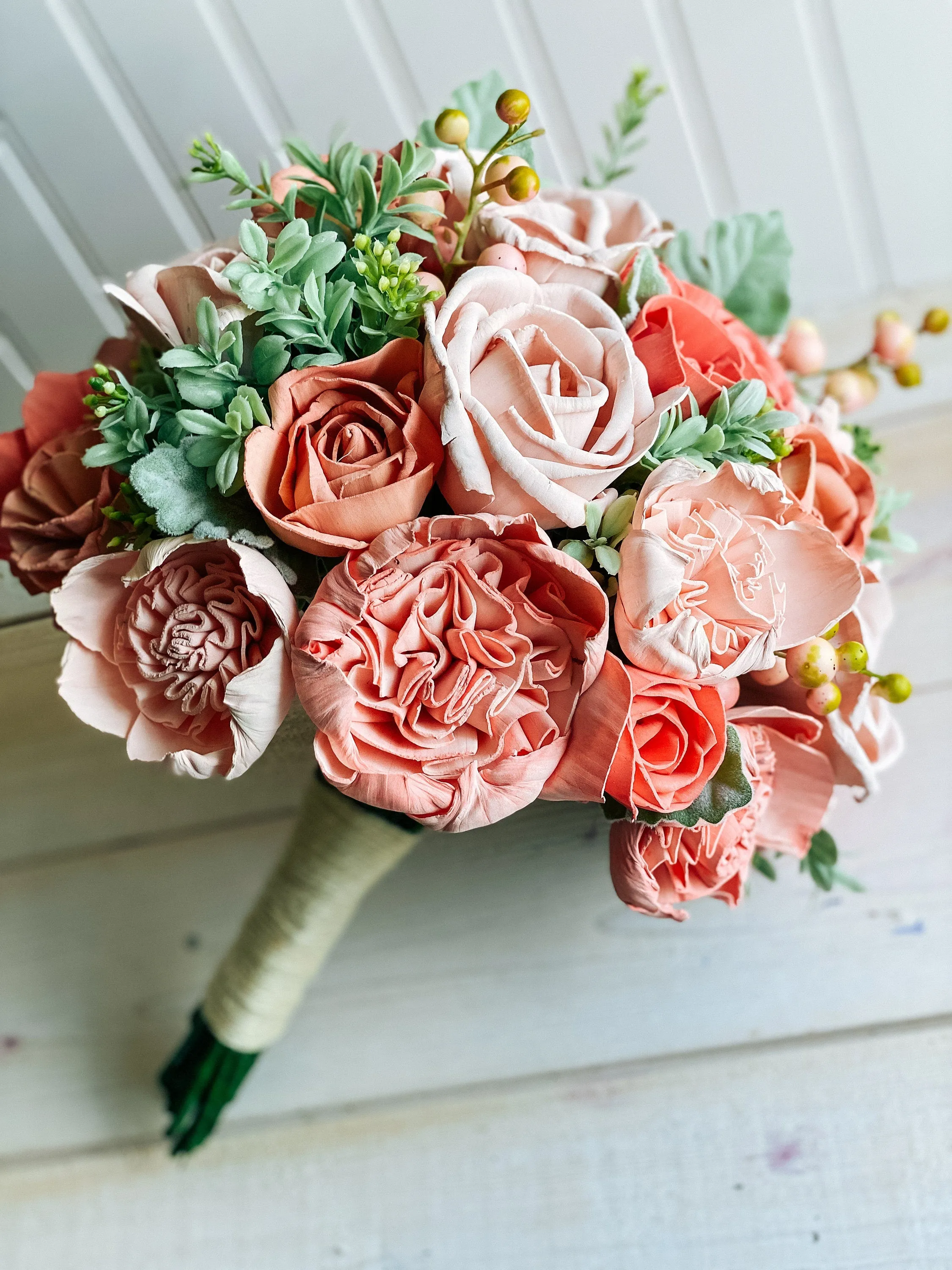 Coral Berry Sola Flower Bouquet