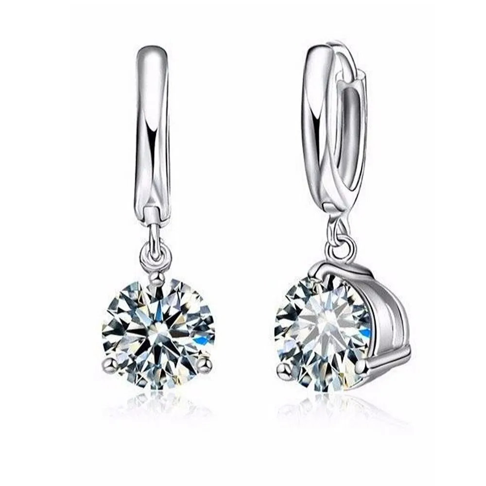 Crystal Solitaire Round Cut 2Ct Earrings for Women