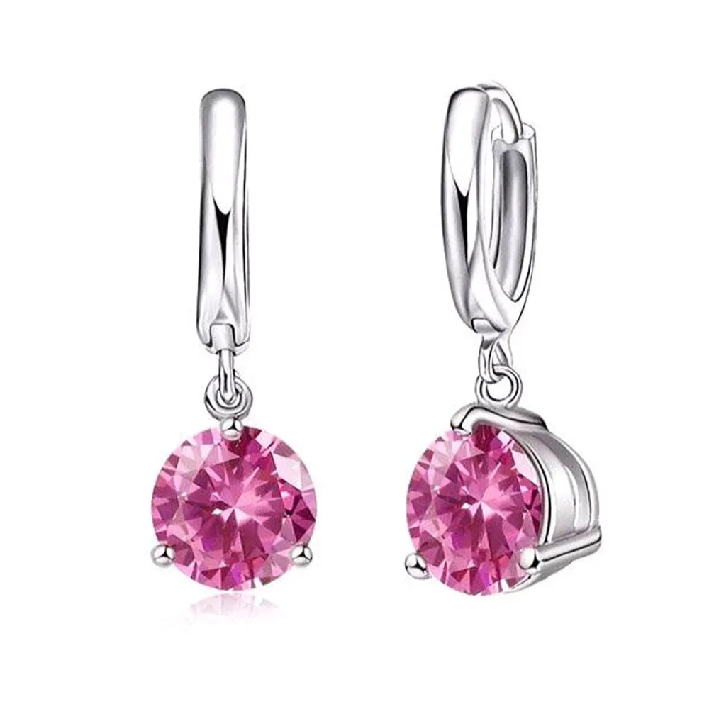 Crystal Solitaire Round Cut 2Ct Earrings for Women