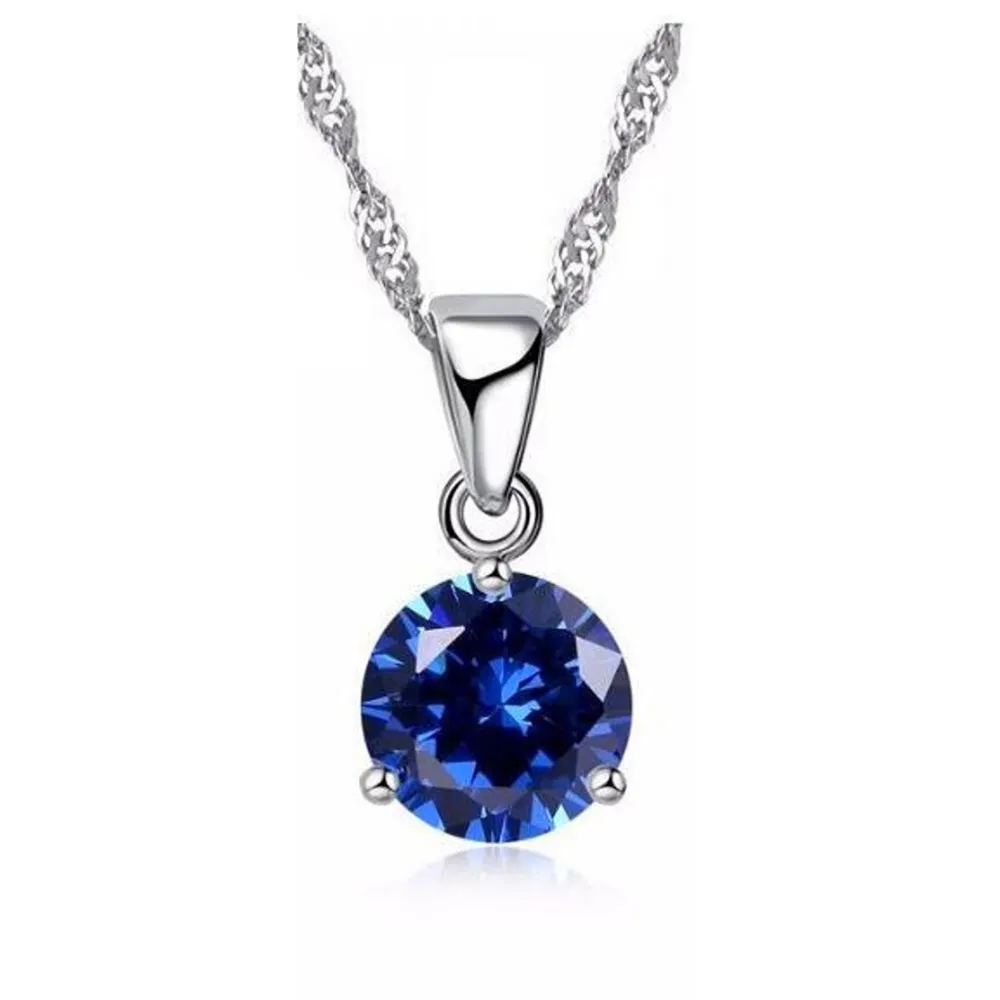 Crystal Solitaire Round Cut Necklace Pendant For Woman