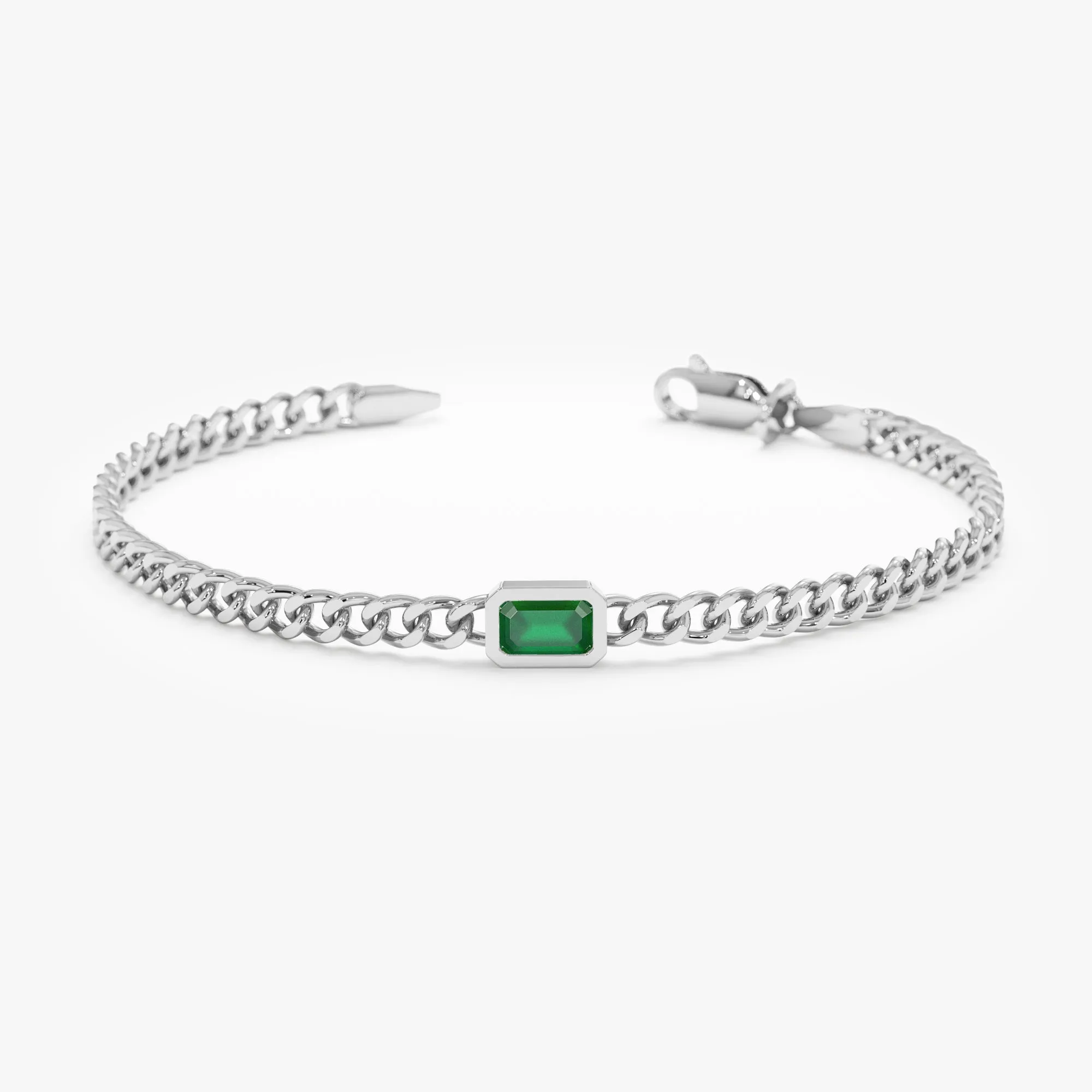 Cuban Chain Emerald Bracelet, Chandler