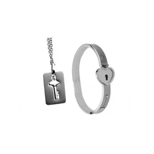 Cuffed Locking Bracelet & Key Necklace